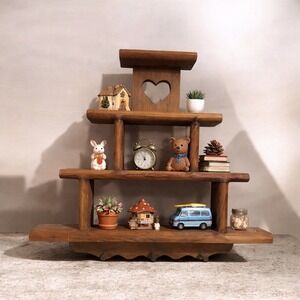 Heart Cutout Wooden Wall Shelf